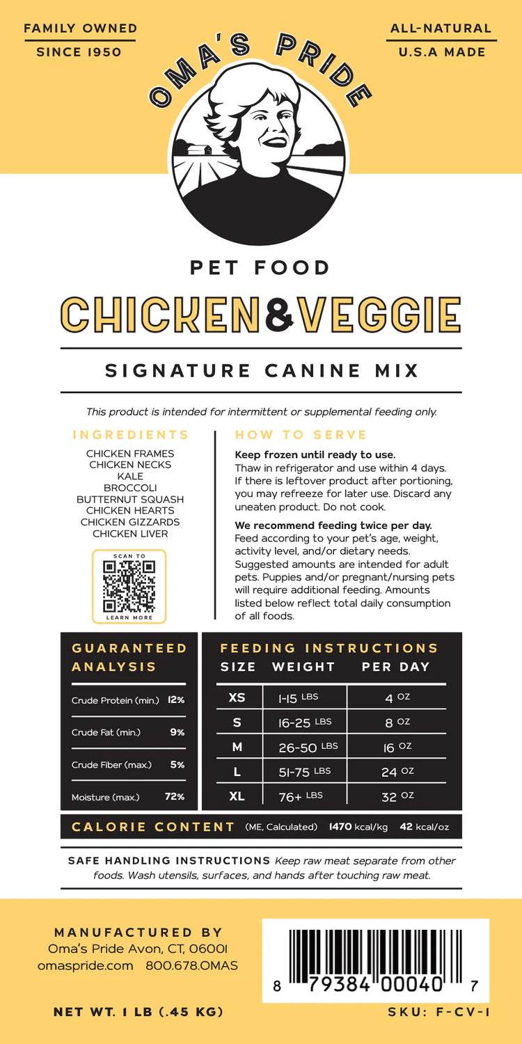 Oma's Pride Chicken & Veggie Signature Canine Mix