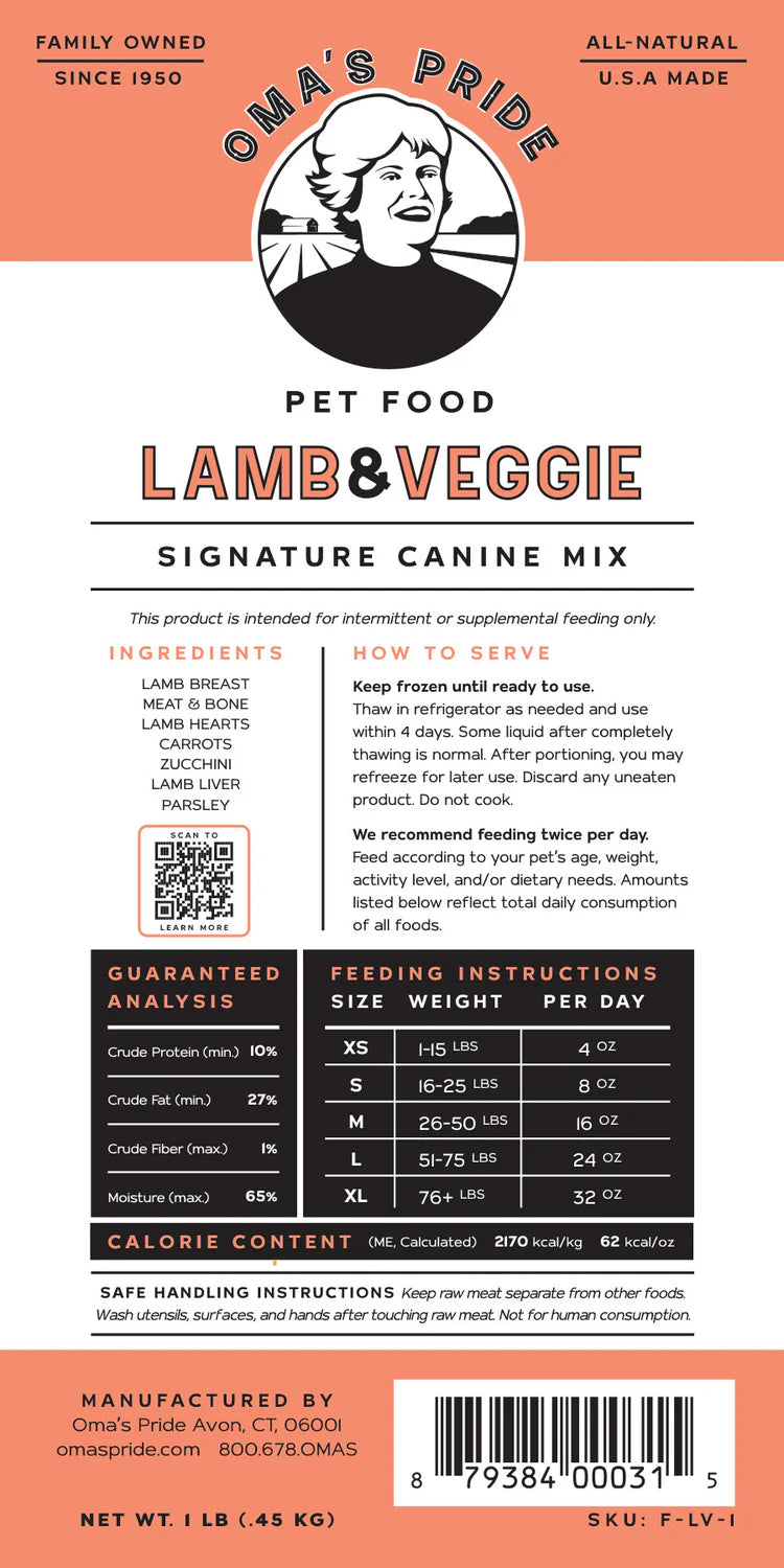 Oma's Pride Lamb & Veggie Signature Canine Mix