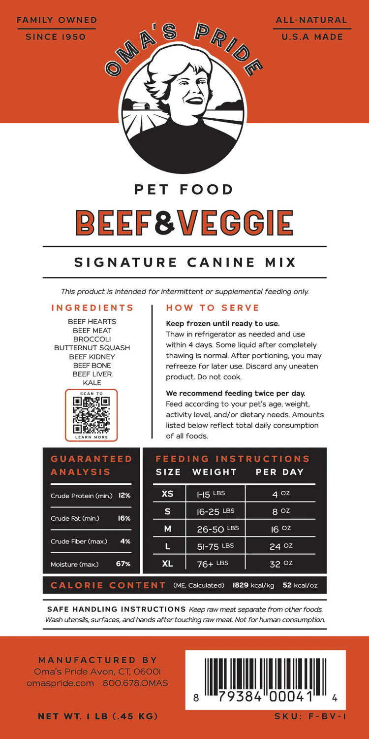 Oma's Pride Beef & Veggie Signature Canine Mix