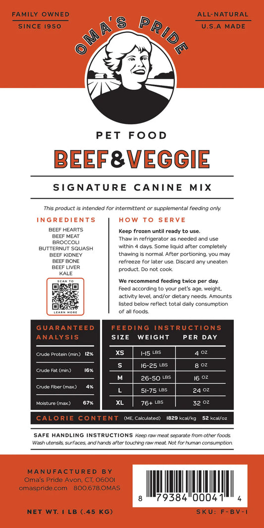 Oma's Pride Beef & Veggie Signature Canine Mix
