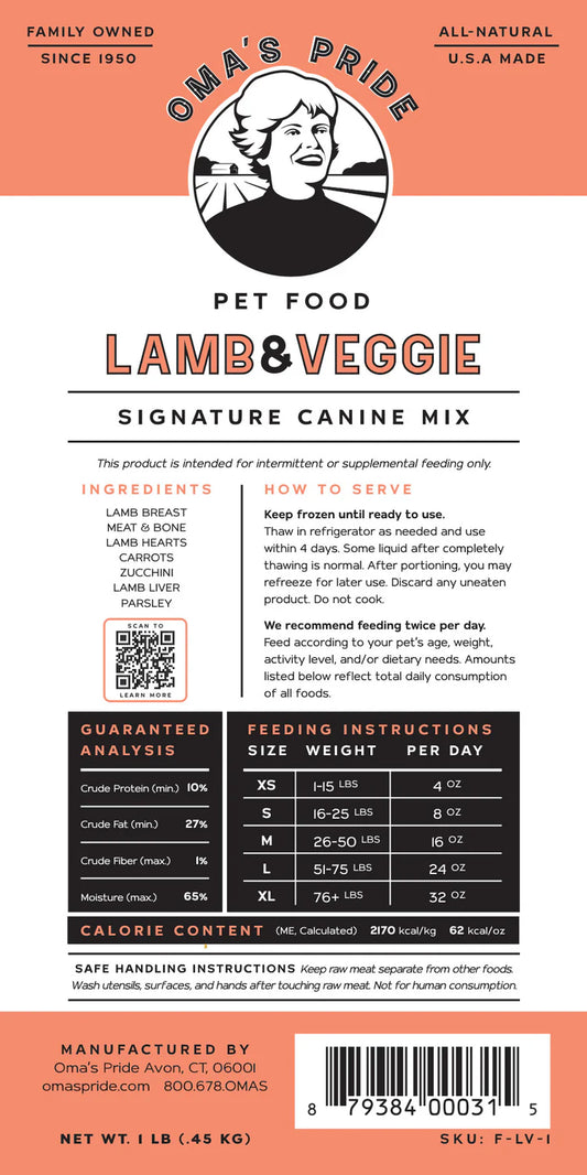 Oma's Pride Lamb & Veggie Signature Canine Mix