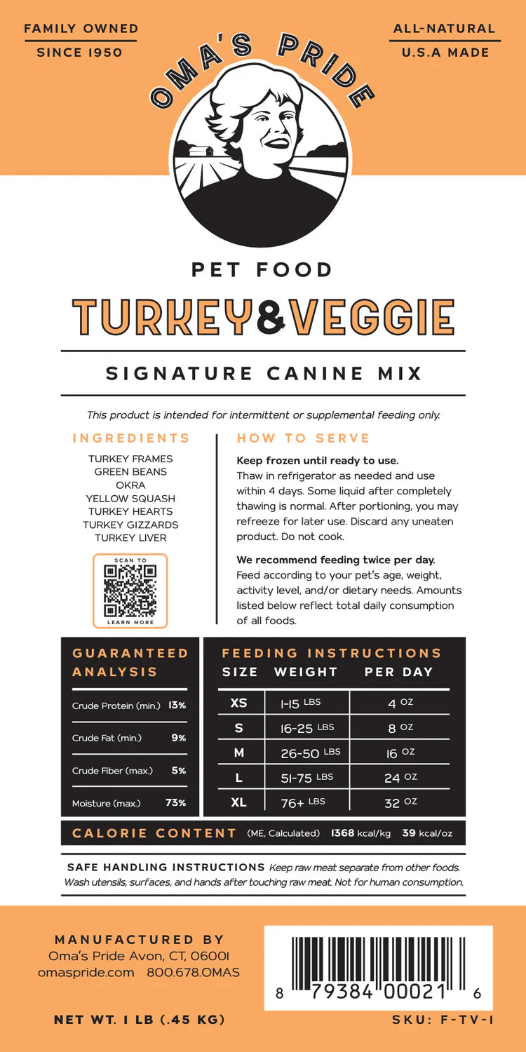 Oma's Pride Turkey & Veggie Signature Canine Mix