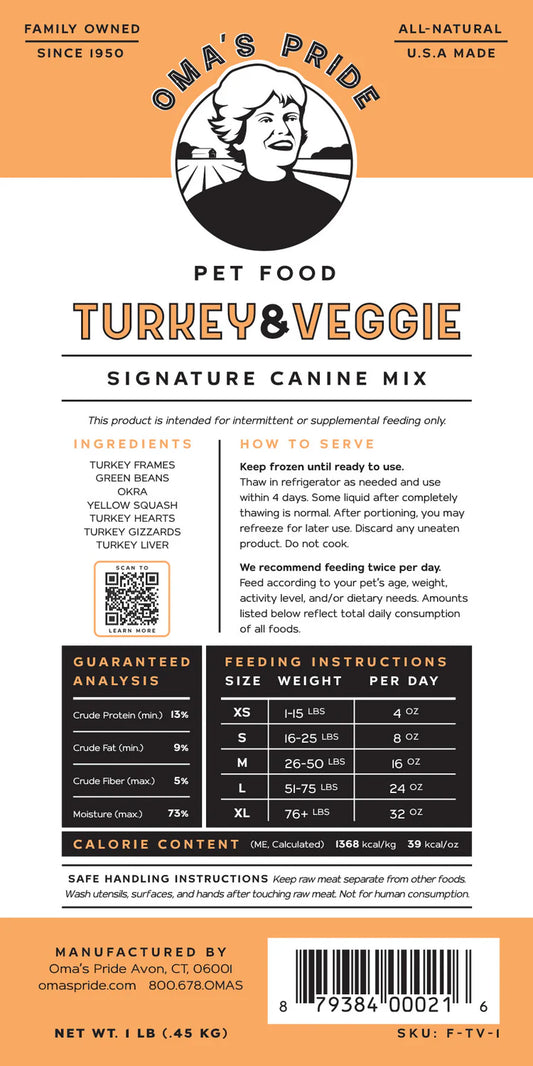 Oma's Pride Turkey & Veggie Signature Canine Mix